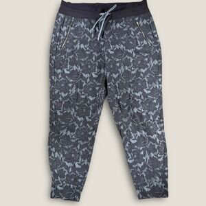 Athleta‎ Trekkie North Jogger Size 14 Blue Floral Jacquard Stretch Hiking Pant